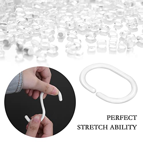 FYY 36 Pcs Plastic Shower Curtain Hooks,Premium Durable C Shape Shower Curtain Hooks Rings for Shower Curtain-White