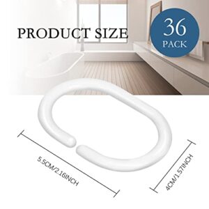 FYY 36 Pcs Plastic Shower Curtain Hooks,Premium Durable C Shape Shower Curtain Hooks Rings for Shower Curtain-White