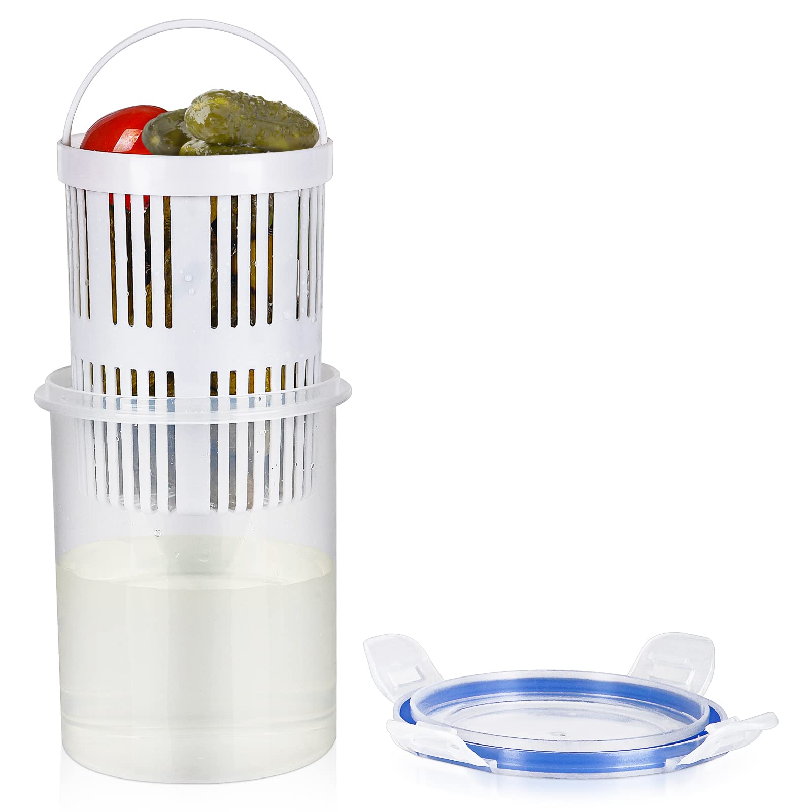 Natheeph Pickle Jar Pickle Container with Strainer Plastic Pickle Storage Container for Jalapeno Olives Airtight Food Storage