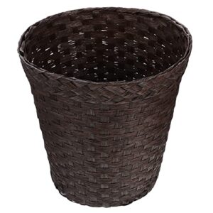 hemoton wicker trash basket woven basket trash can wastebasket- round garbage container bin for bathrooms, kitchens, home offices, craft, laundry (coffee) dirty clothes hamper