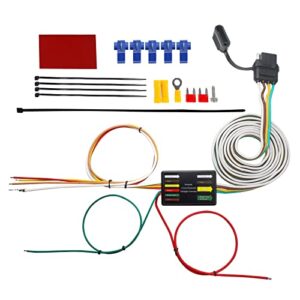 mecmo multi-function led compatible powered 3-to-2-wire splice-in tail light converter harness 56236, convert separate turn and stop lights to standard 2-wire trailer light wiring, 4-way flat harness