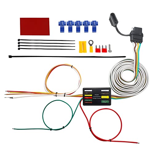 MECMO Multi-Function LED Compatible Powered 3-to-2-Wire Splice-in Tail Light Converter Harness 56236, Convert Separate Turn and Stop Lights to Standard 2-Wire Trailer Light Wiring, 4-Way Flat Harness