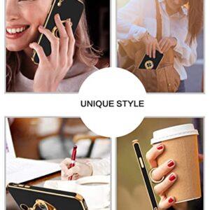 BENTOBEN iPhone XR Case, Phone Case iPhone XR, Slim Fit Sparkly Kickstand Ring Holder Design Shockproof Protection Soft TPU Bumper Drop Protective Girls Women Boys iPhone XR 6.1" Cover, Black/Golden