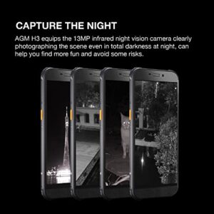 AGM H3 Rugged Smartphone, 4G LTE Rugged Phone Unlocked Android 11, 13MP Infrared Night Camera, Fingerprint and Face ID, 2W Front Speaker, 5.7" HD+ Screen, 5400mAh, 4GB+64GB, Unlocked Rugged Smartphone