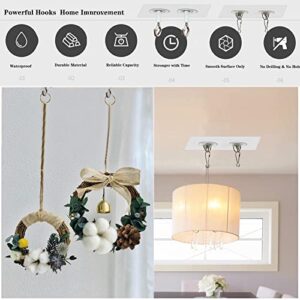 Adhesive Ceiling Hooks,Damage Free Ceiling Mounted Hooks Transparent Wall Sticky Hooks Safety Buckle Design for Hanging Wind Chime Lights Decorations Paper Craft 6 Pack (Set A)