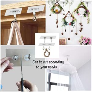 Adhesive Ceiling Hooks,Damage Free Ceiling Mounted Hooks Transparent Wall Sticky Hooks Safety Buckle Design for Hanging Wind Chime Lights Decorations Paper Craft 6 Pack (Set A)