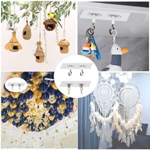 Adhesive Ceiling Hooks,Damage Free Ceiling Mounted Hooks Transparent Wall Sticky Hooks Safety Buckle Design for Hanging Wind Chime Lights Decorations Paper Craft 6 Pack (Set A)