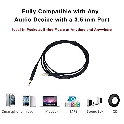 EARLA TEC Replacement Audio Cable Cord, Extension Wire 3.5mm to 2.5mm for Bose QuietComfort QC45 QC35II QC35 QC25 NC 700 Soundlink Soundtrue Headphones Black