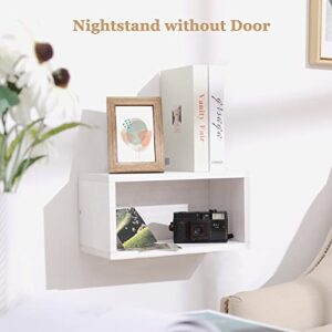 Adowes Floating Nightstand Shelves Wall Mounted, Small Furniture with Removable Door, Farmhouse Wood Wall Shelves for Storage and Display for Bedroom Living Room Vintage White