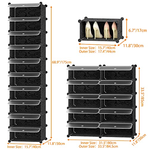 HOMIDEC Shoe Storage, 10-Tier Shoe Rack Organizer for Closet 20 Pair Narrow Shoes Shelf Cabinet for Entryway, Bedroom and Hallway