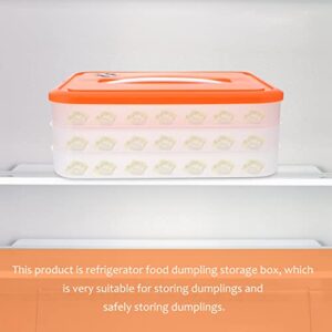 YARNOW 3 Layer Dumpling Freezer Box Refrigerator Dumpling Storage Box Fresh- Keeping Food Storage Containers with Lid for Home Kitchen Refrigerator Orange