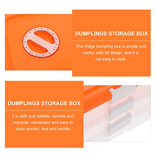 YARNOW 3 Layer Dumpling Freezer Box Refrigerator Dumpling Storage Box Fresh- Keeping Food Storage Containers with Lid for Home Kitchen Refrigerator Orange