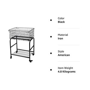 Rolling wire Laundry Basket with Wheels,Metal luandry cart for Room Organizer, garment laundry and storage (Black)