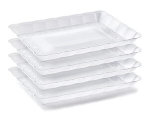 plastic serving trays 9" x 13" rectangle serving platters 4-pack white party tray durable serving platter - disposable serving food tray - rectangular cake, fruit, cookie tray - posh setting