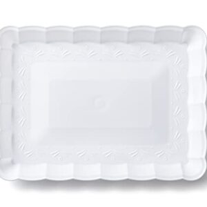 Plastic Serving Trays 9" X 13" Rectangle Serving Platters 4-Pack White Party Tray Durable Serving Platter - Disposable Serving Food Tray - Rectangular Cake, Fruit, Cookie Tray - Posh Setting