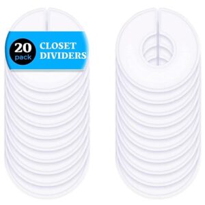 closet dividers for hanging clothes - set of 20 white clothing rack dividers , clothing size rack dividers, closet organizers and storage clothes dividers (20)