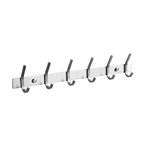 Simin&Liming Bathroom SUS304 Stainless Steel Coat Rack Wall Mounted Coat Hooks Wall Mounted Hanger Wall Hook Rack 6 Hooks for Hanging Coats Hats Jacket Clothes Available Behind The Room Door