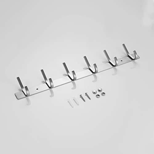 Simin&Liming Bathroom SUS304 Stainless Steel Coat Rack Wall Mounted Coat Hooks Wall Mounted Hanger Wall Hook Rack 6 Hooks for Hanging Coats Hats Jacket Clothes Available Behind The Room Door