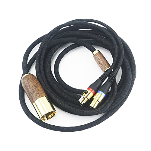 NewFantasia 4-pin XLR Balanced Cable Compatible with Audeze LCD-2, LCD-4, LCD-3, LCD-X, LCD-XC Headphone Upgrade Replacement Audio Cable 6N OCC Copper Silver Plated Cord Walnut Wood Shell