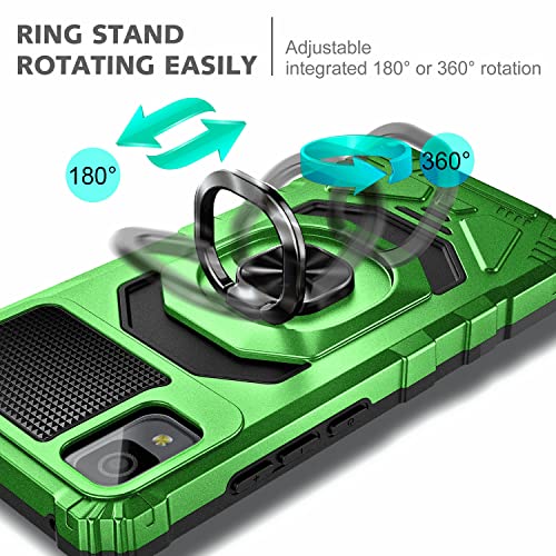 NZND Case for TCL 30Z (T602DL), TCL 30 LE (Verizon) with Tempered Glass Screen Protector (Maximum Coverage), Full-Body Protective [Military-Grade], Magnetic Car Ring Holder Cover Case (Green)