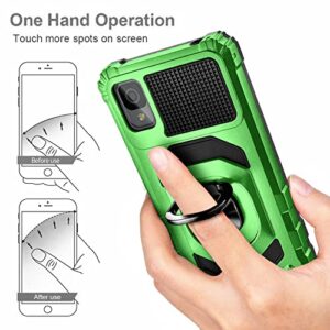 NZND Case for TCL 30Z (T602DL), TCL 30 LE (Verizon) with Tempered Glass Screen Protector (Maximum Coverage), Full-Body Protective [Military-Grade], Magnetic Car Ring Holder Cover Case (Green)