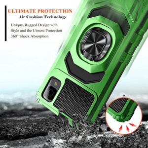 NZND Case for TCL 30Z (T602DL), TCL 30 LE (Verizon) with Tempered Glass Screen Protector (Maximum Coverage), Full-Body Protective [Military-Grade], Magnetic Car Ring Holder Cover Case (Green)