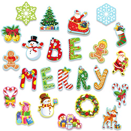 75 Pcs Christmas Classroom Bulletin Board Xmas Cutouts Winter Decorations Xmas Tree Santa Snowman Stocking Gingerbread Cardboard Paper Cutout for Holiday Winter Classroom School Home Decor