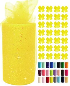 yellow glitter tulle rolls 6 inch by 50 yards sequin tulle fabric ribbon for diy tutu skirt sewing bow wedding decorations craft supplies