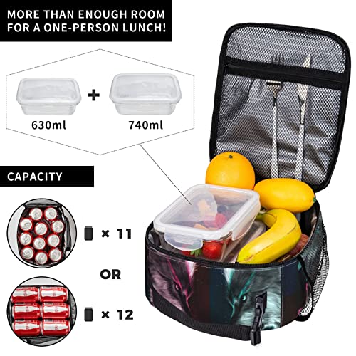 3D Two Wolf Lunch Box Insulated Food Container Meal Bag Lunch Bag For Teen Boys Girls Men Women School Work Travel Picnic