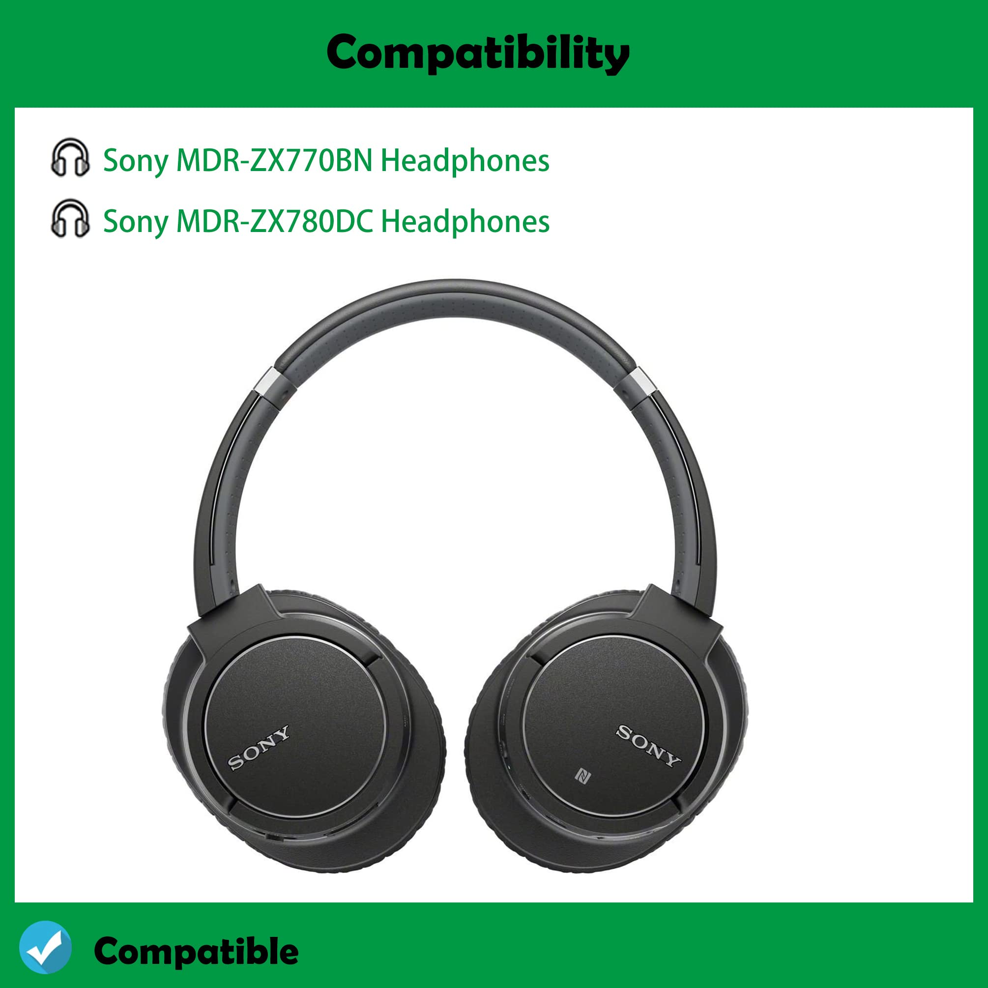 DowiTech Supreme Comfort Headphone Replacement Ear Pads Cushions Headset Earpads Compatible with Sony MDR-ZX770BN ZX780DC Headphones