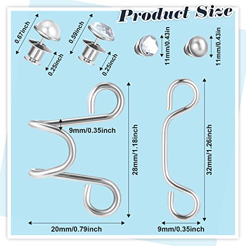 24 Pieces Jean Button Pins Adjustable Waist Buckle Extender Set, No Sewing Required Jean Buttons, Pant Waist Tightener for Jeans Dress Fit Instant Button, 4 Set (Pearl and Diamond Style)
