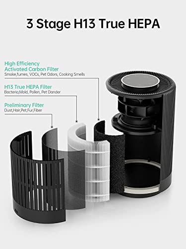 FULMINARE Air Purifiers for Home, H13 True HEPA Air Purifiers for Bedroom,Pets,Office, Portable Small Air Filters Quiet Air Cleaner Remove 99.97% 0.01 Microns Dust, Smoke, Pollen, Odor, Particles