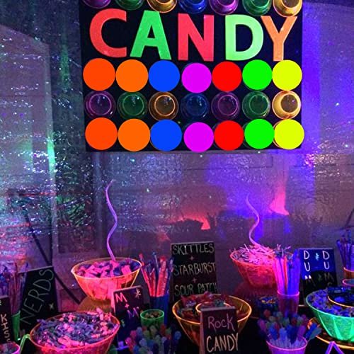 32 Sheets Neon Papers Glow Party Decorations,Neon Paper Garland Circle Dots,UV Blacklight in The Dark for Dance Floor,Birthday,Wedding,Party