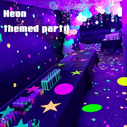 32 Sheets Neon Papers Glow Party Decorations,Neon Paper Garland Circle Dots,UV Blacklight in The Dark for Dance Floor,Birthday,Wedding,Party