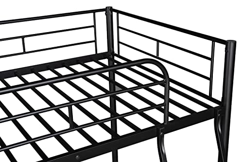HomSof Twin Loft Metal Heavy Duty High Bunk Bed with Safety Guard Rails and Ladder, No Box Spring Needed, Black