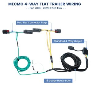 MECMO 4 Way Flat Trailer Wiring Harness for 2009-2020 Ford Flex All Styles, Plug-in Simple T-Connector Vehicle Side 4-Pole Flat Trailer Hitch Wiring -18 Gauge Bonded Wire