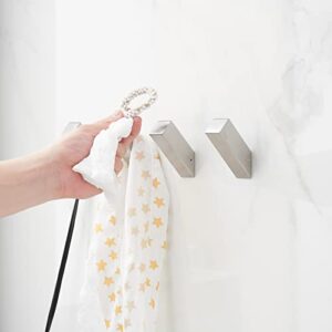 BWE 4 Pack Brushed Nickel Towel Hooks Wall Mounted Coat Robe Hook Holder SUS 304 Stainless Steel Heavy Duty Wall Hooks Modern for Bathrooms Kitchen Bedroom Hotel