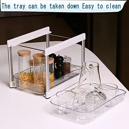 2 TierUnder Sink Organizer, Kitchen Organizers & Storage, 2-Tier Organizer with Clear Sliding Baskets & Pull Out Drawer, Under Cabinet Storage for Office,Kitchen,Bathroom,Sink Storage Rack, (X-Large)