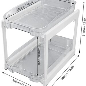 2 TierUnder Sink Organizer, Kitchen Organizers & Storage, 2-Tier Organizer with Clear Sliding Baskets & Pull Out Drawer, Under Cabinet Storage for Office,Kitchen,Bathroom,Sink Storage Rack, (X-Large)