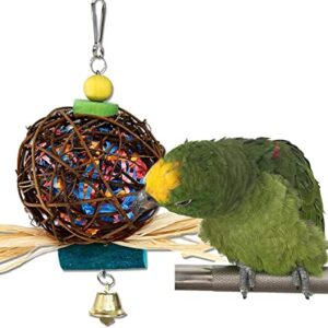 Bird Chew Toy Natural Rattan Ball Come with Paper Strips for Parrot Cockatoo African Grey Macaw Eclectus Amazon Parakeet Cockatiel Conure Budgie Lovebird Finch Cage