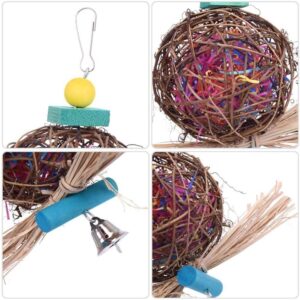 Bird Chew Toy Natural Rattan Ball Come with Paper Strips for Parrot Cockatoo African Grey Macaw Eclectus Amazon Parakeet Cockatiel Conure Budgie Lovebird Finch Cage