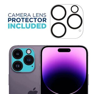 Tech Armor 3 Pack Screen Protector + 1 Camera Lens Protector for iPhone 14 Pro 6.1 inch - Ballistic Tempered Glass, Case Friendly, Dynamic Island Compatible, Sensor Protection, HD, 9H Hardness