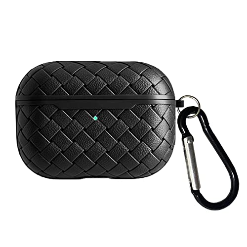 XYAJUANG TPU Creative Woven Texture Designing Shell Protective Case Cover with Keychain Compatible with only Airpods pro Case（not fit Airpods 3rd,LED Light is Visible）, (Black)