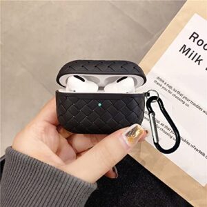 XYAJUANG TPU Creative Woven Texture Designing Shell Protective Case Cover with Keychain Compatible with only Airpods pro Case（not fit Airpods 3rd,LED Light is Visible）, (Black)