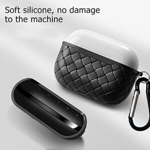 XYAJUANG TPU Creative Woven Texture Designing Shell Protective Case Cover with Keychain Compatible with only Airpods pro Case（not fit Airpods 3rd,LED Light is Visible）, (Black)