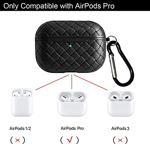 XYAJUANG TPU Creative Woven Texture Designing Shell Protective Case Cover with Keychain Compatible with only Airpods pro Case（not fit Airpods 3rd,LED Light is Visible）, (Black)