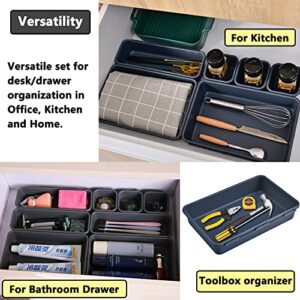 AUSTARK InterlockIng Desk Drawer Organizer, 3 Sizes Plastic Drawer Divider, Toolbox Storage Organizer Trays for Office Home School (8 Pack)