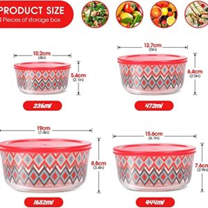 Almcmy Glass Food Storage Containers, 4 Piece Airtight Meal Prep Containers with Lids, BPA Free & Leak Proof Glass Lunch Containers, Microwave, Oven, Freezer, Dishwasher Safe