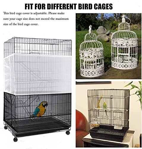 MIDOGAT Bird Cage Cover Seed Catcher, Bird Seed Guards Catchers, Parrot Nylon Mesh Net Cover, Stretchy, Prevent Scatter, Reusable (M)