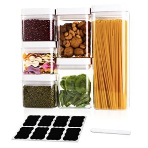 gurislife airtight food storage containers set of 6(contains 3 sizes),kitchen pantry organization bpa free plastic cereal containers storage with easy lock lids,0.4lx3pc/0.7lx2pc/1.5lx1pc